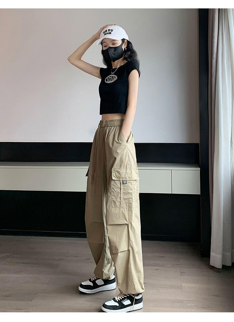 High Waist Slimming Draping Ankle-tied Trousers For Women