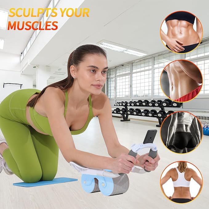 Elbow Support Automatic Rebound Abdominal Wheel Ab Roller For Abdominal Exercise Machine Abs Workout Equipment ,Dolly Core Strengthening Trainer Fitness Belly Training